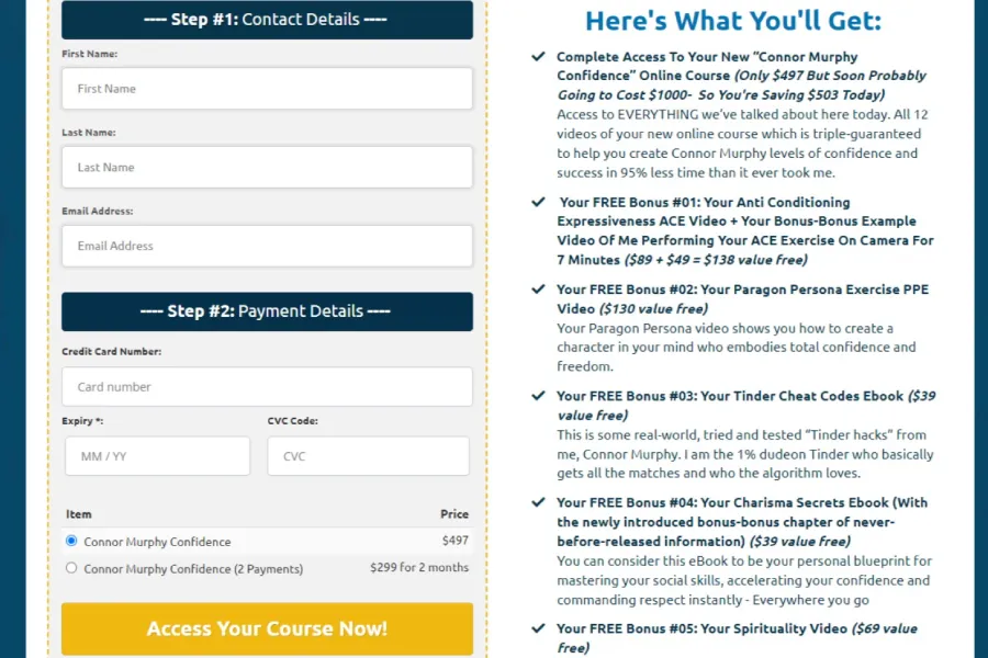 Connor Murphy — Checkout Page